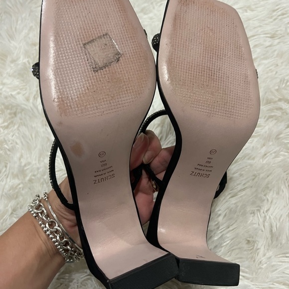 SCHUTZ Black Sandals with Silver Accents - Picture 4 of 9
